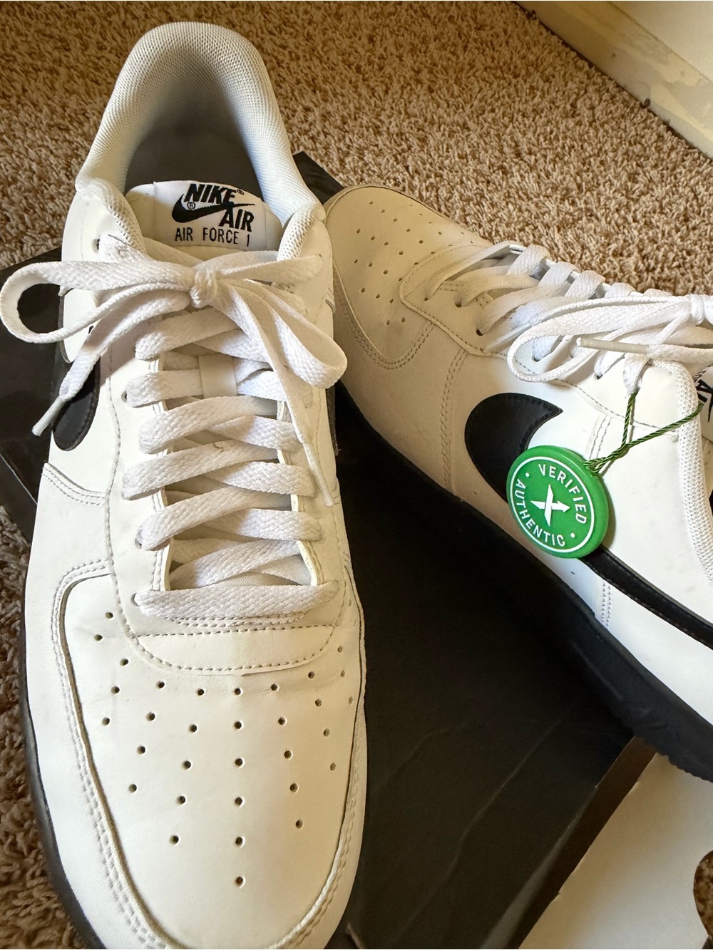 Nike Air Force 1 White with Black Swoosh size 13